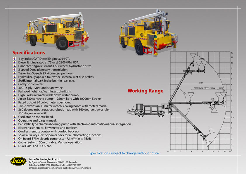 Shotcrete Sprayer Jacon MaxiJet, built Tough for underground.